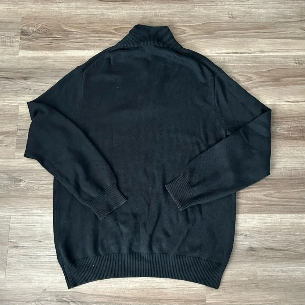 J. Crew Cashmere Cotton Blend 1/4 Zip Pop On knit Black Sweater Men Size XL